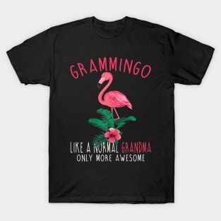 Grammingo Like An Grandma Only Awesome Floral Flamingo Gift T-Shirt